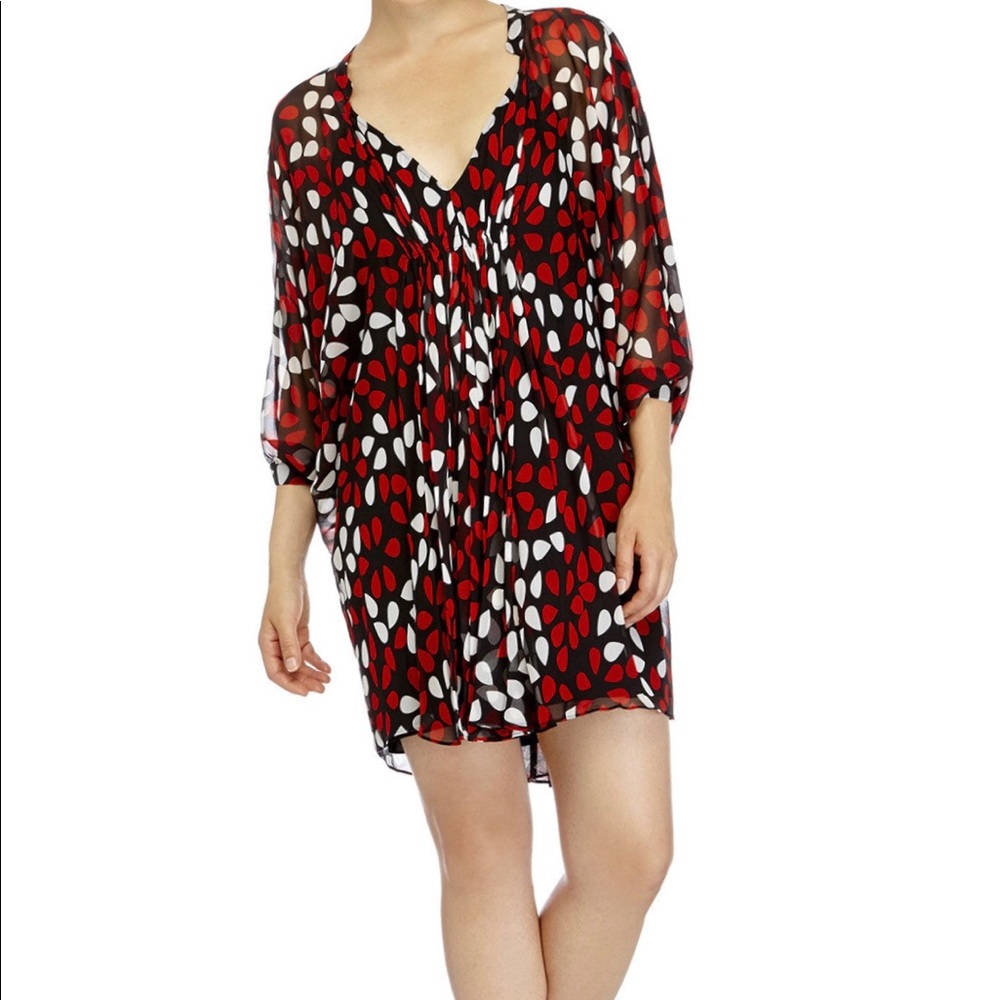 NWT Diane vonFurstenberg Fleurette Silk Dress Red